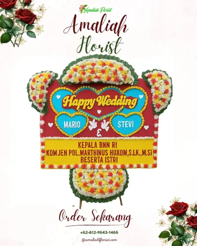 Karangan Papan Bunga Pernikahan di Cigedog